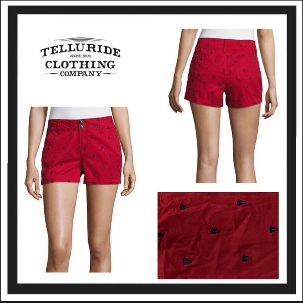 Telluride Navy Blue Embroidered Sailboat ⛵️ Red Shorts Size 2